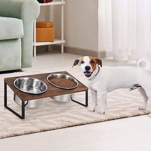 Elevate Your Pet's Dining Experience with Our Wooden Elevated Pet Feeding Bowl Stand