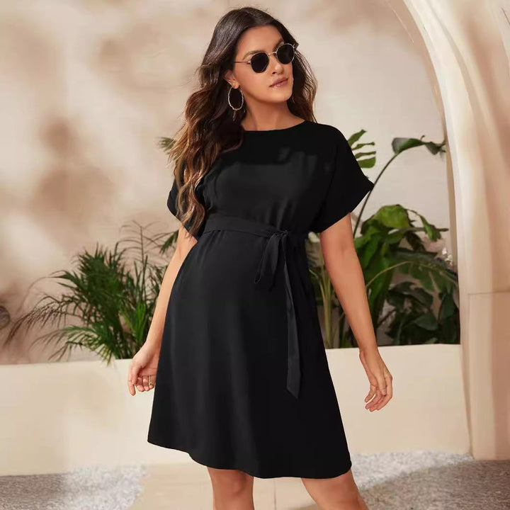 Elevate Your Maternity Wardrobe with the Maternity Bat Sleeve Girdle Dress